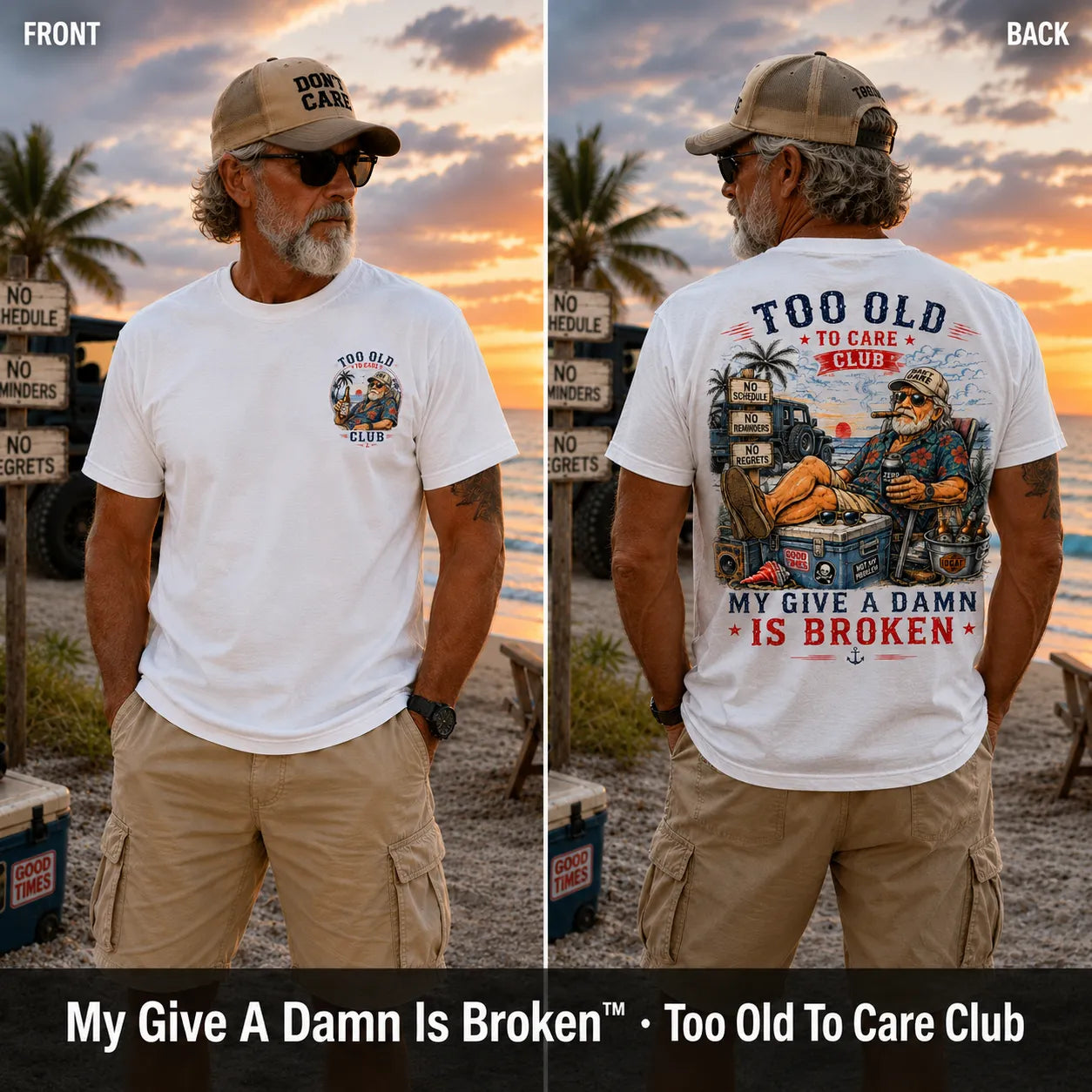 Too Old To Care Club  Don't Care My Give A Damn Is Broken T-Shirt