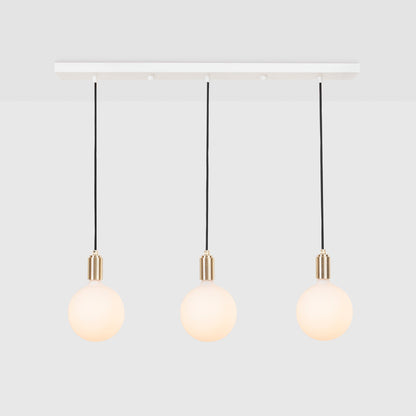 Linear Triple Pendant in Brass + Sphere IV