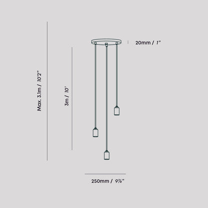 Triple Pendant in Graphite - Black Canopy