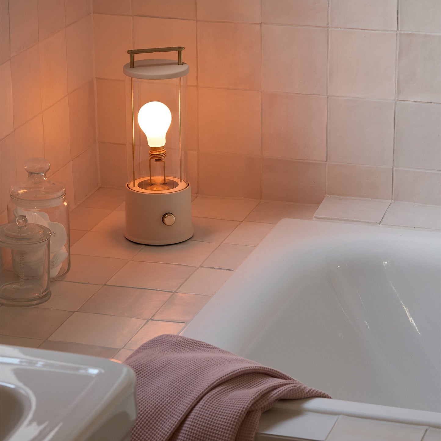 The Muse Portable Lamp in Setting Plaster Pink